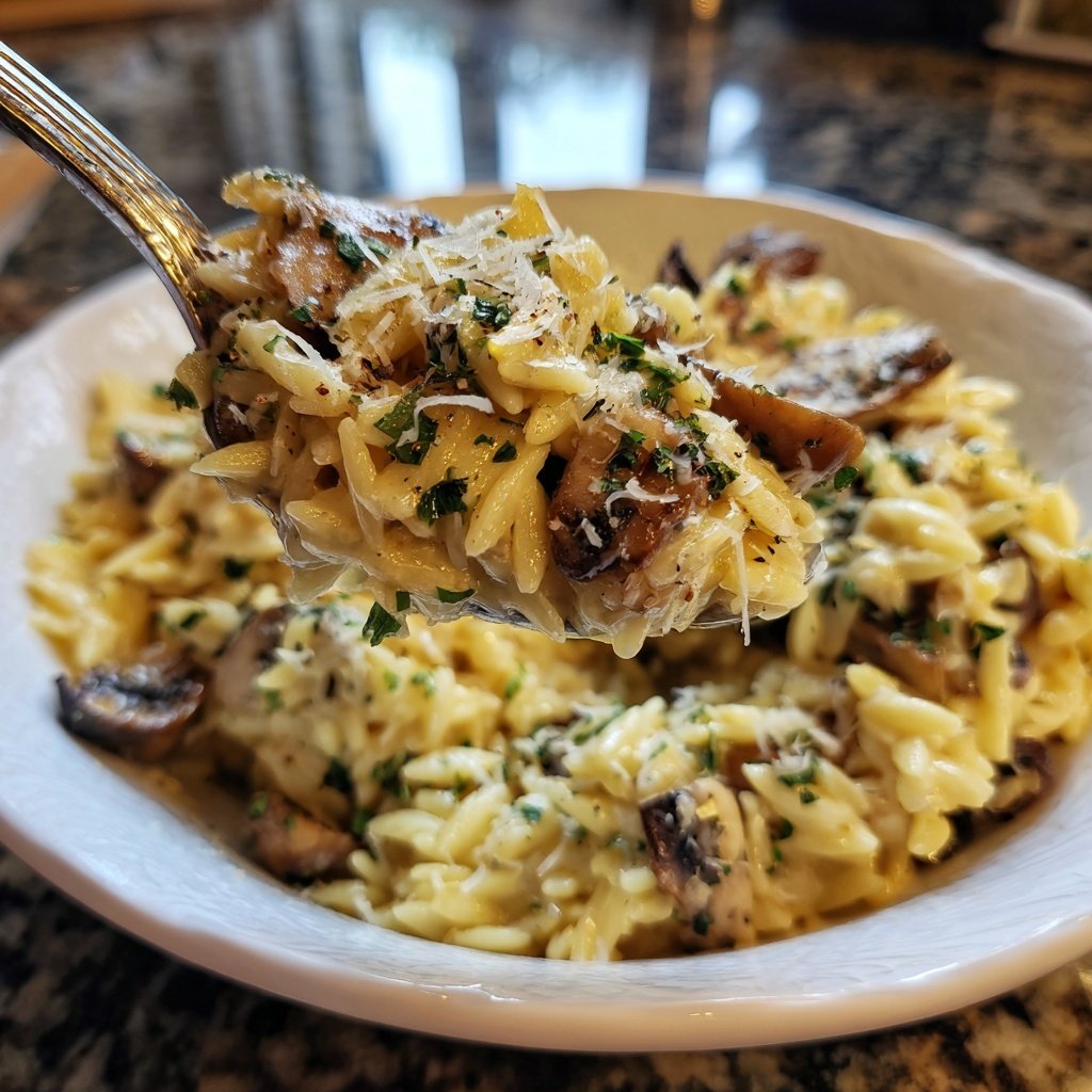 Romantic Creamy Parmesan Mushroom Orzo
