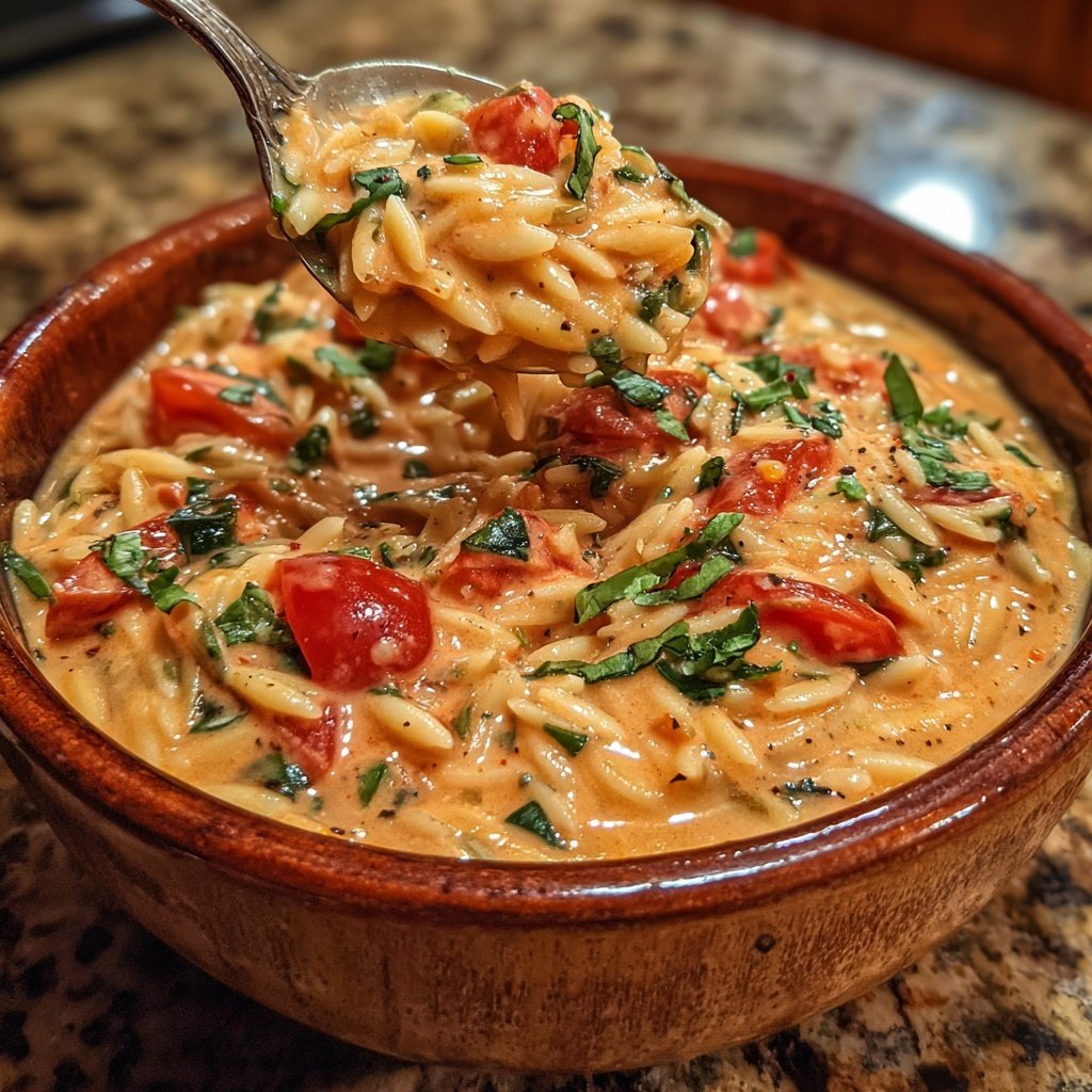 Creamy Tomato Veggie Orzo