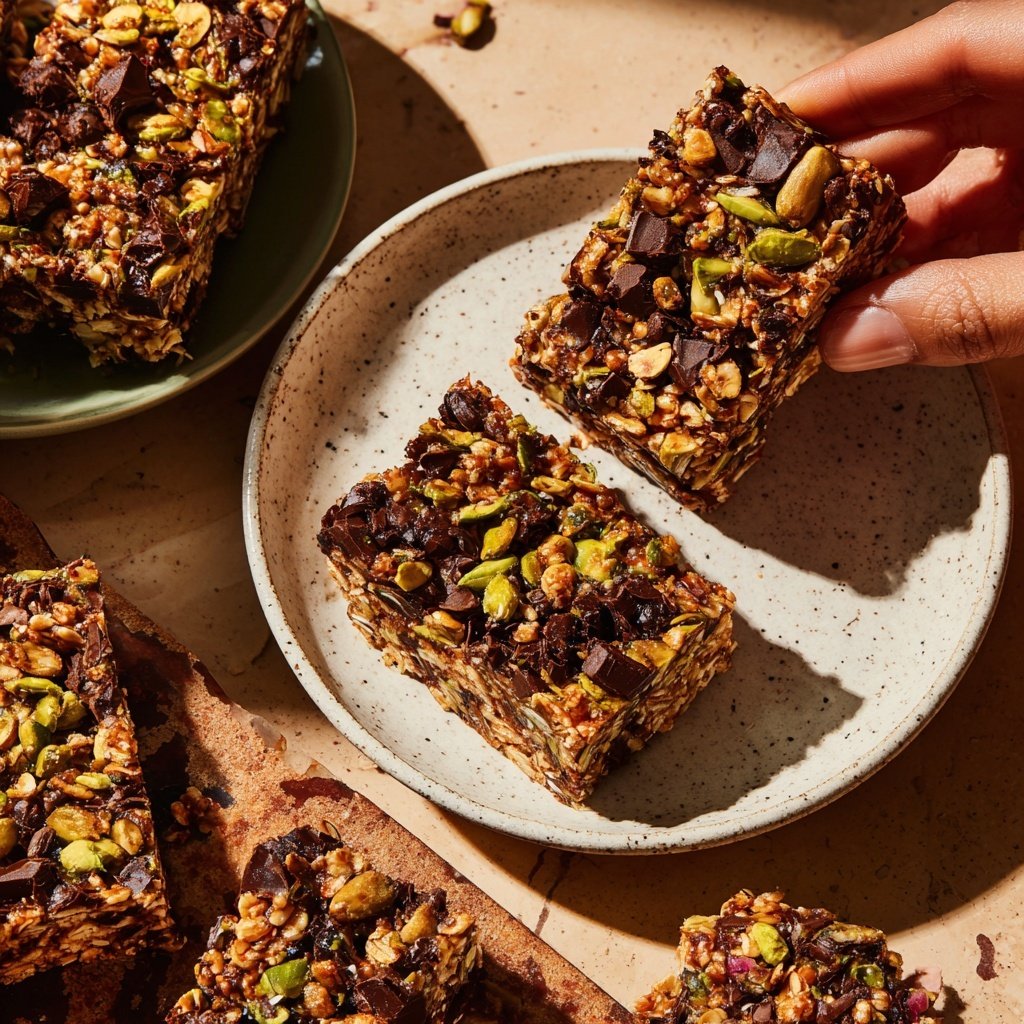 Chocolate Pistachio Oat Bars