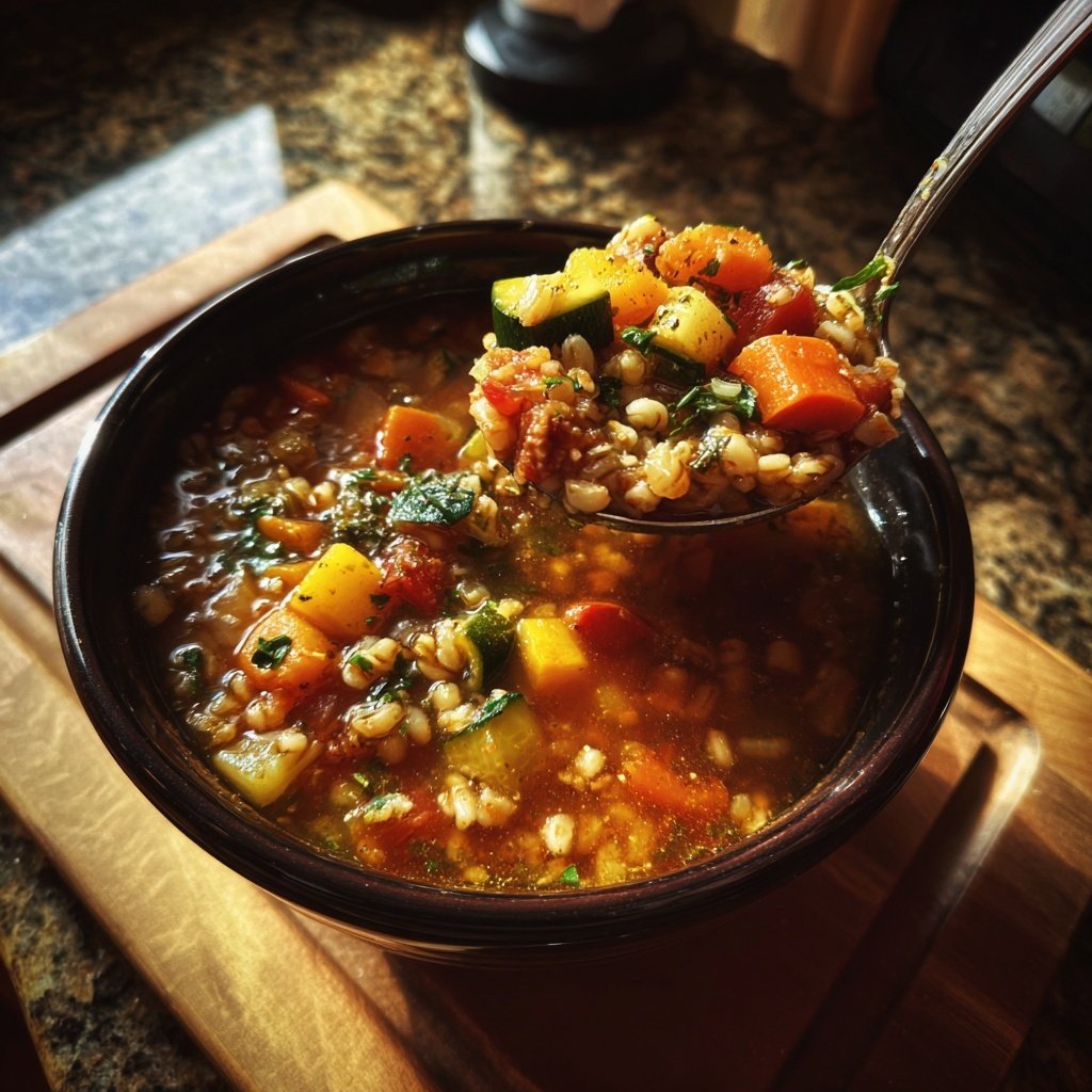 Healthy Crockpot Barley Vegetable Soup