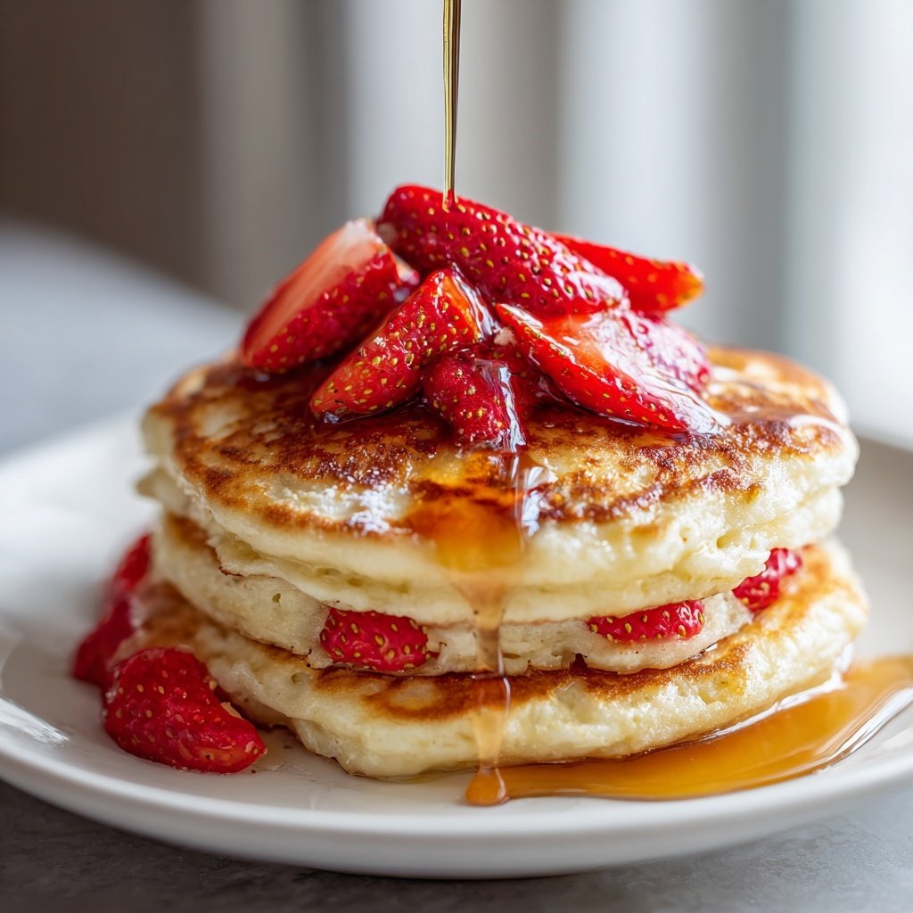 Valentines Breakfast Strawberry Pancakes