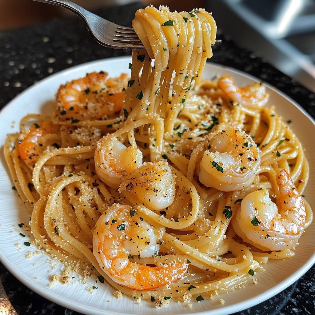 15-Minute Garlic Shrimp Pasta