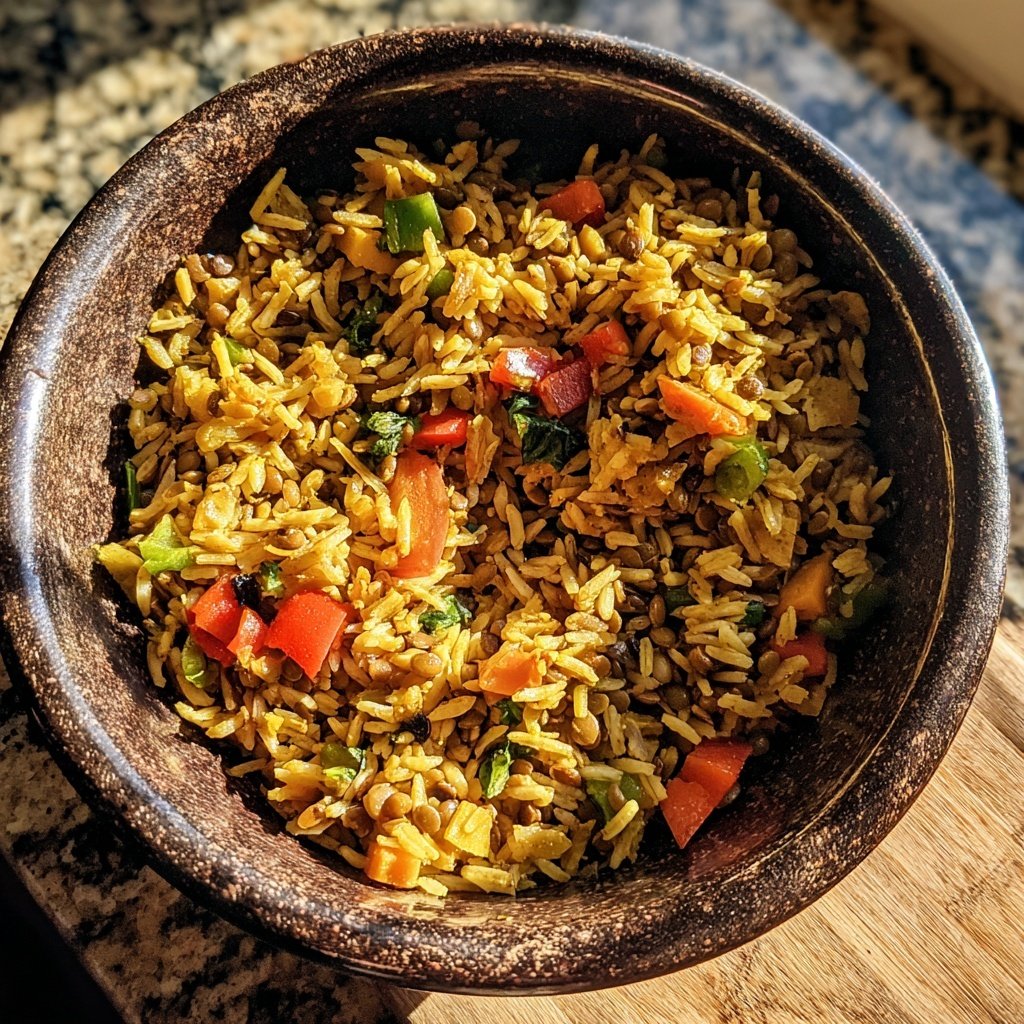 Jamaican Spiced Lentil Rice Bowl