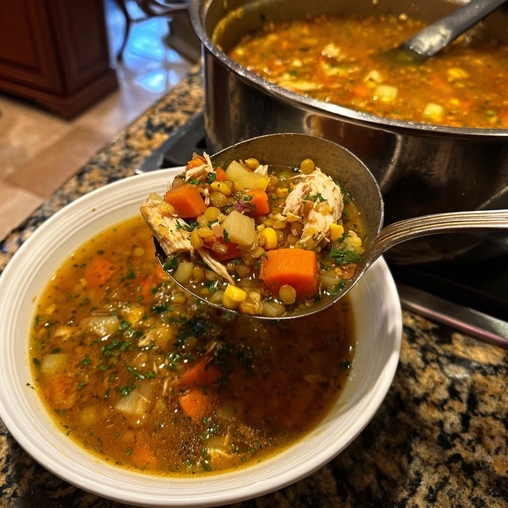Mediterranean Lentil Chicken Soup